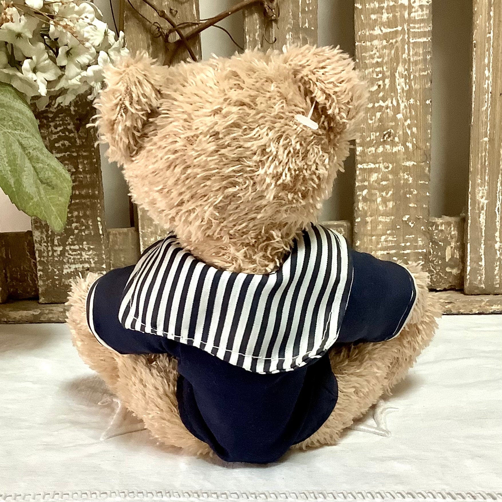 Décoration marine ours peluche bateau cadre photo vintage résine, trois oursons 30 cm
