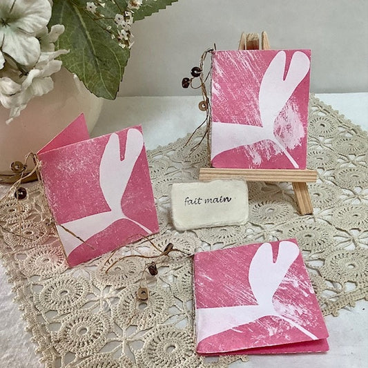 Petites cartes rose x 3 papier artisanale bruit de cadre