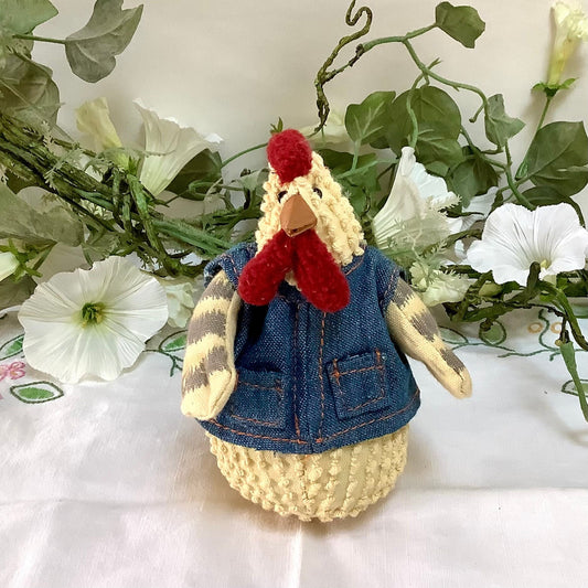 Petit coq à poser avec gilet  vintage ht 12 cm