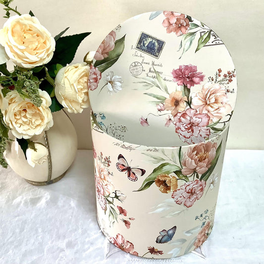 Boîte ronde vintage motif floral moyen modèle ht 18 cm