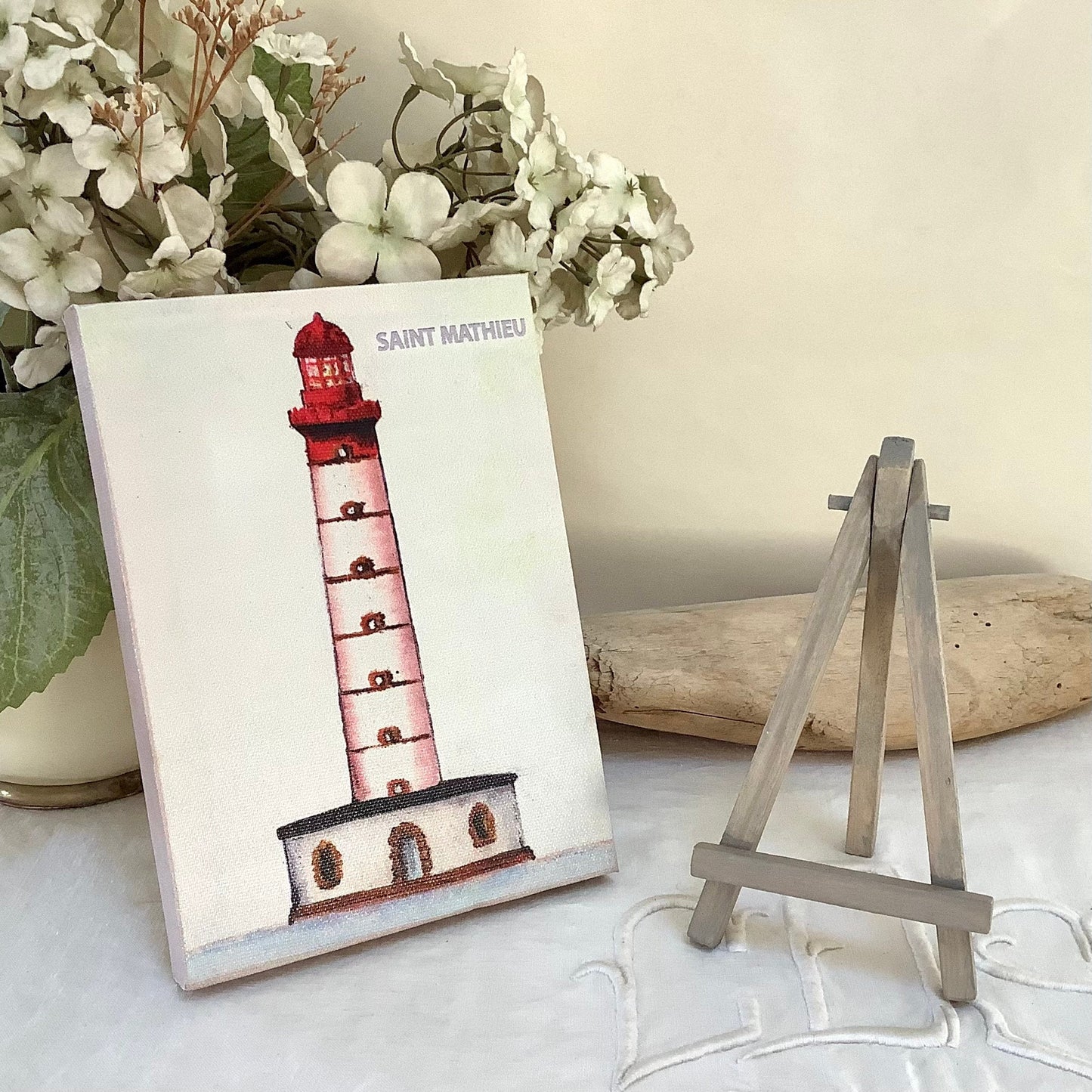 Petit tableau marin phare saint Mathieu chevalet décoration marine 13 x 18