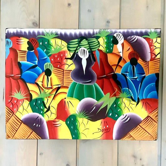 Tableau art naïf art populaire République dominicaine peinture originale 41 x 29