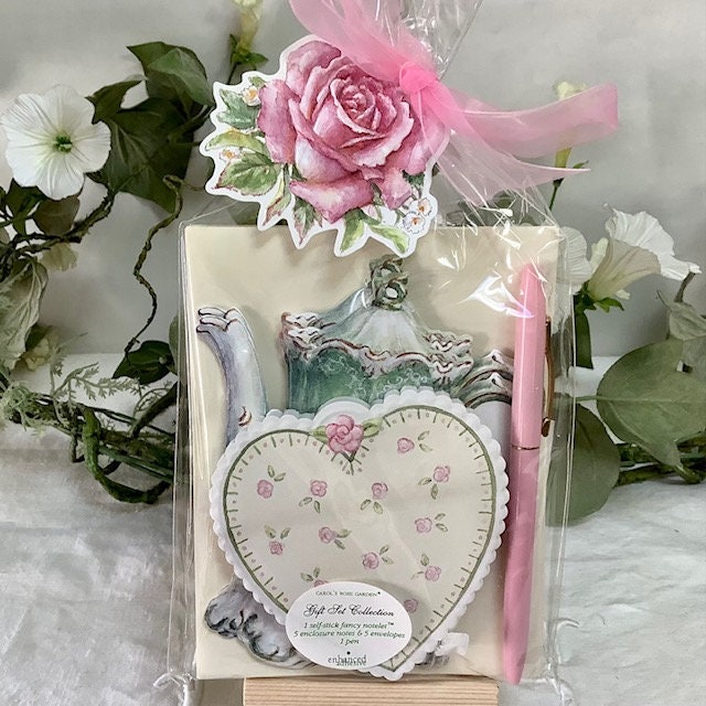 Cartes enveloppes bloc notes vintage royal garden théière cœur
