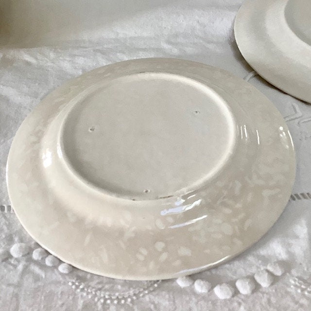 Assiettes a desserts  faïence blanc bleu vintage