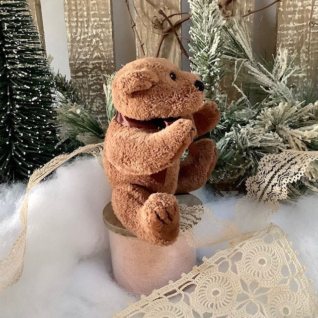 Mini ours en peluche brun ht 10 cm vintage