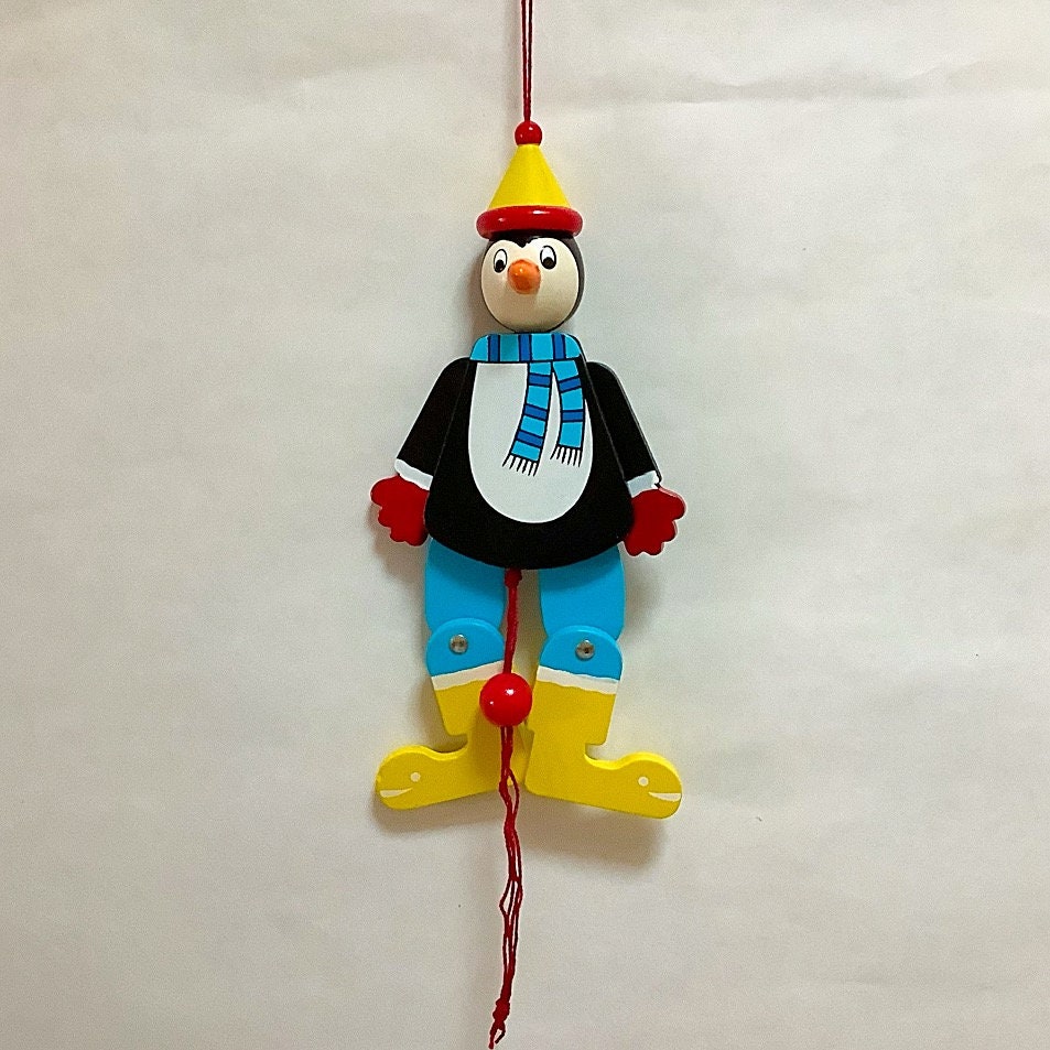 Jeu marionnette animée pingouin bois modèle B