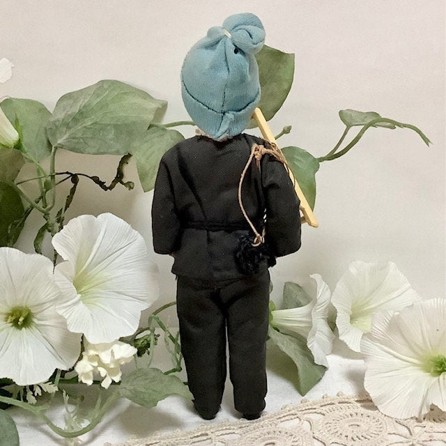 Poupée de collection ramoneur celluloïd vintage 18 cm hauteur, figurine ancienne