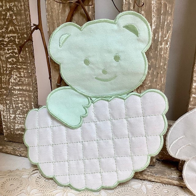 Écussons à coudre oursons nuage vert vintage