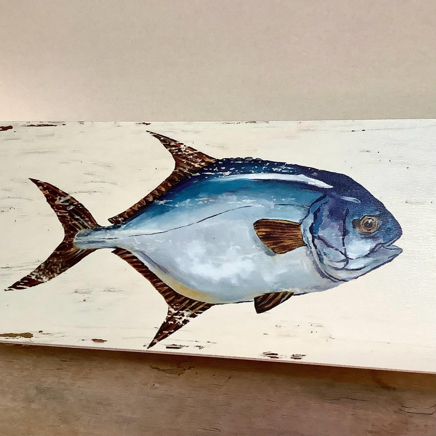 Boîte bois poisson modèle B décoration marine  22 x 7