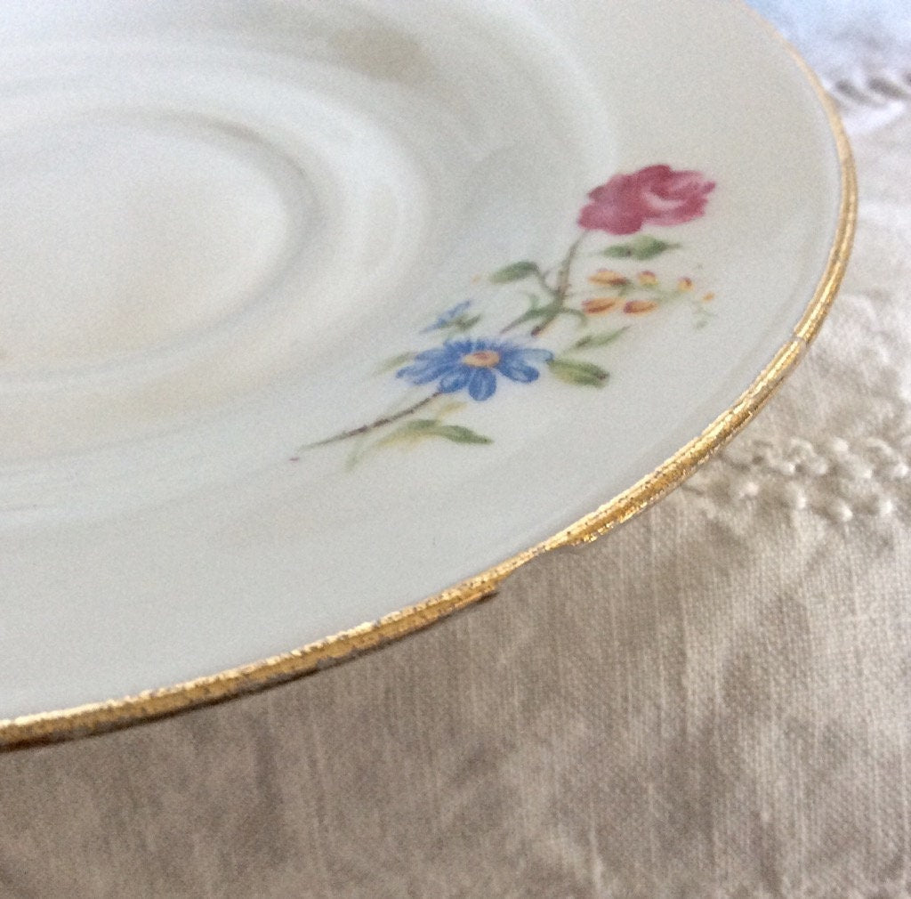 Petites assiettes porcelaine Lourioux Foecy vintage