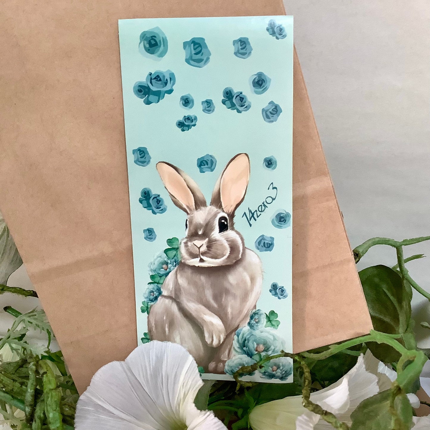 Sachets kraft x 4 motifs lapins ht 23.5 cm