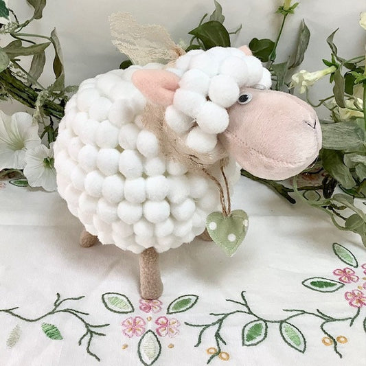 Mouton  pompon décoration Pâques modèle B vintage ht 15 cm