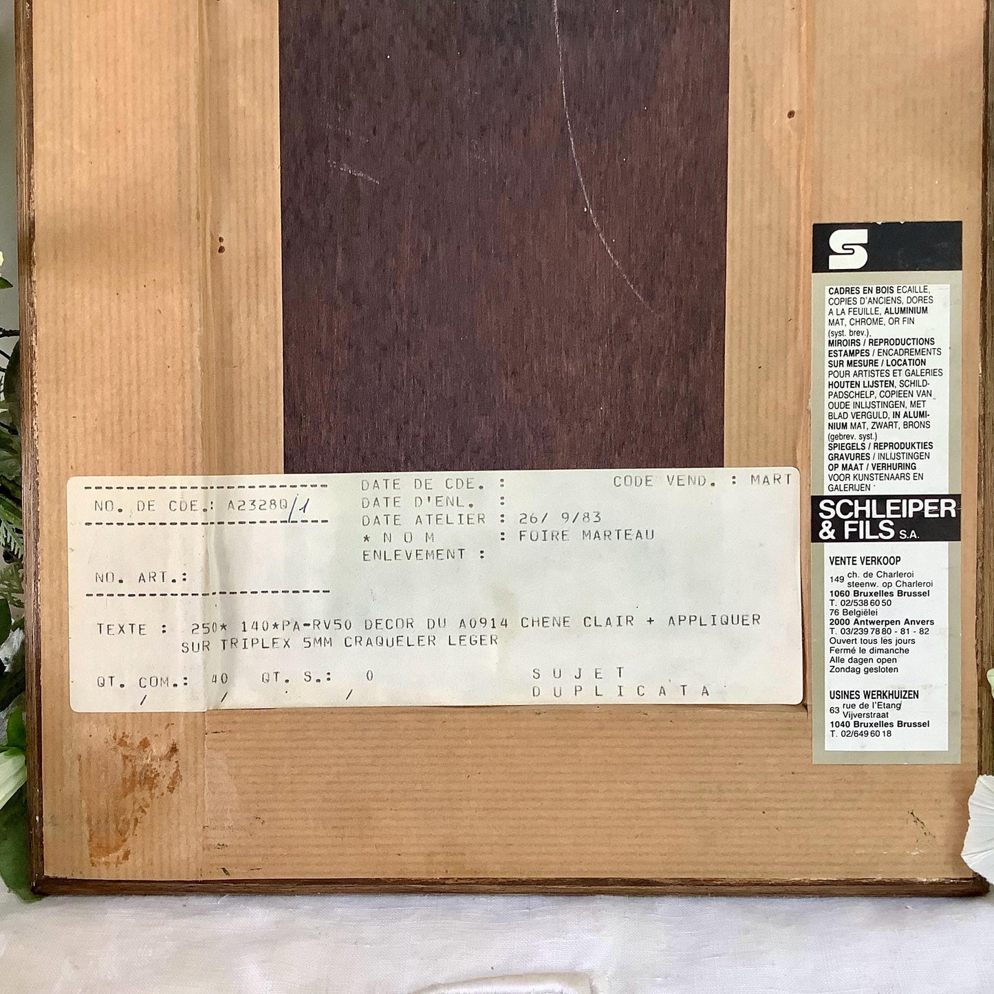 Tableau botanique hyacinthe orientale peinture originale sur bois  vintage 23 x 34