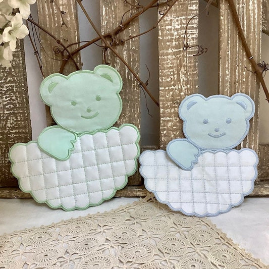 Écussons à coudre oursons vert bleu nuage vintage