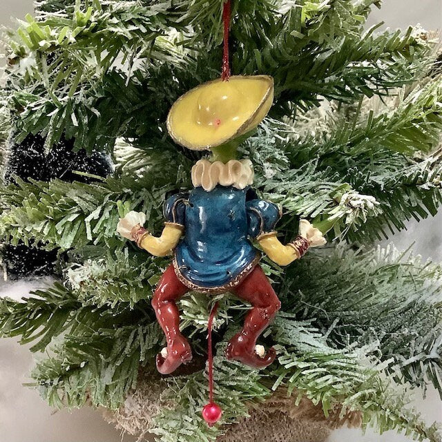 Suspension Grenouille de Noël vintage animée ht 11 cm