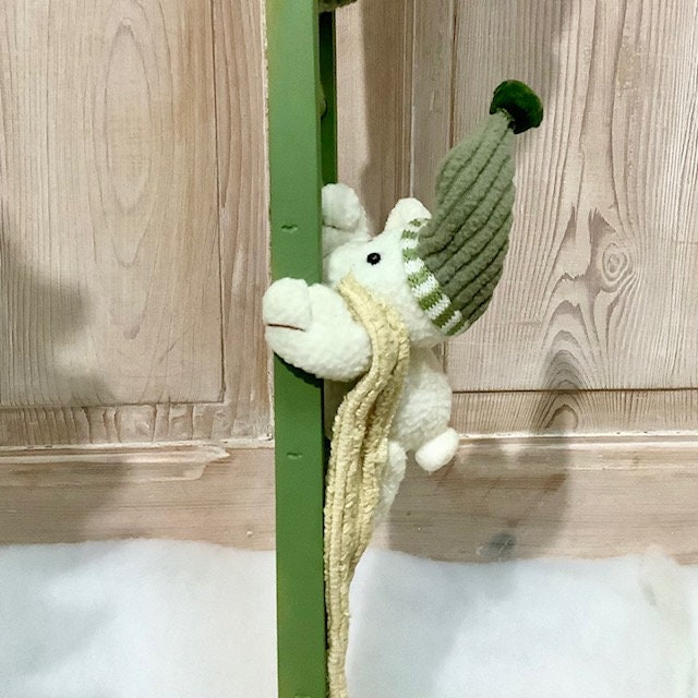 Échelle de Noël vert avec père Noël et ourson ht 80 cm