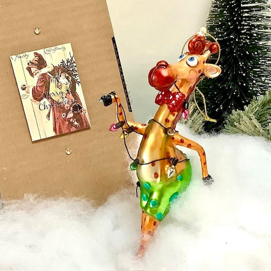 Décoration de Noël vintage Girafe suspension ht 18 cm