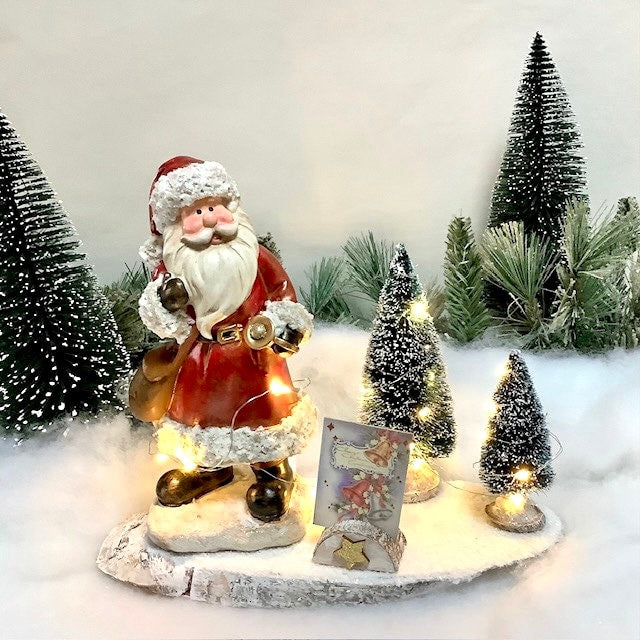 Composition de Noël lumineuse Père Noël cloche ht 24.5 cm