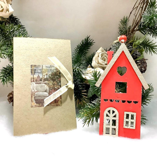 Décoration maison de Noël à suspendre rouge cœur ht 14.5 cm