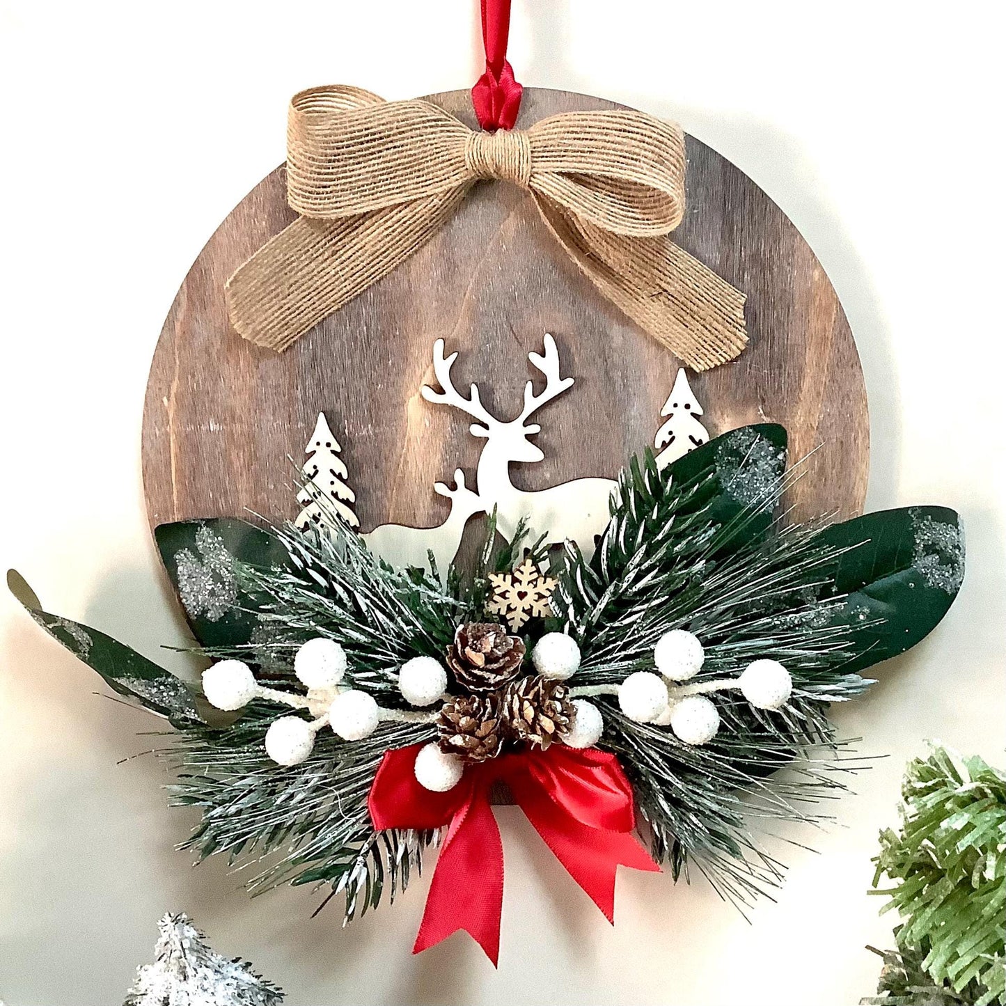 Cadre de Noël vintage bois diamètre 22 cm modèle A