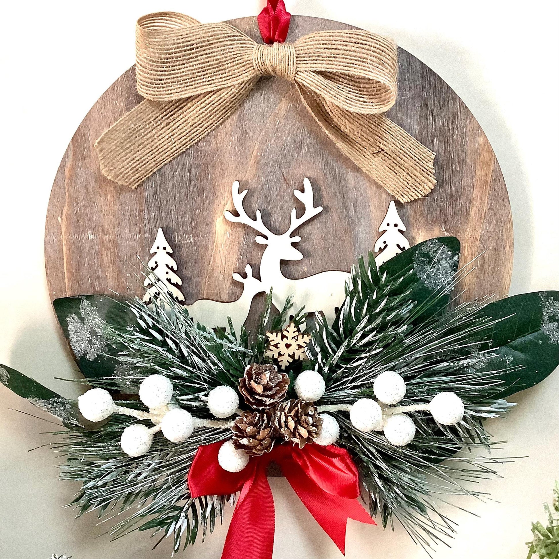 Cadre de Noël vintage bois diamètre 22 cm modèle A