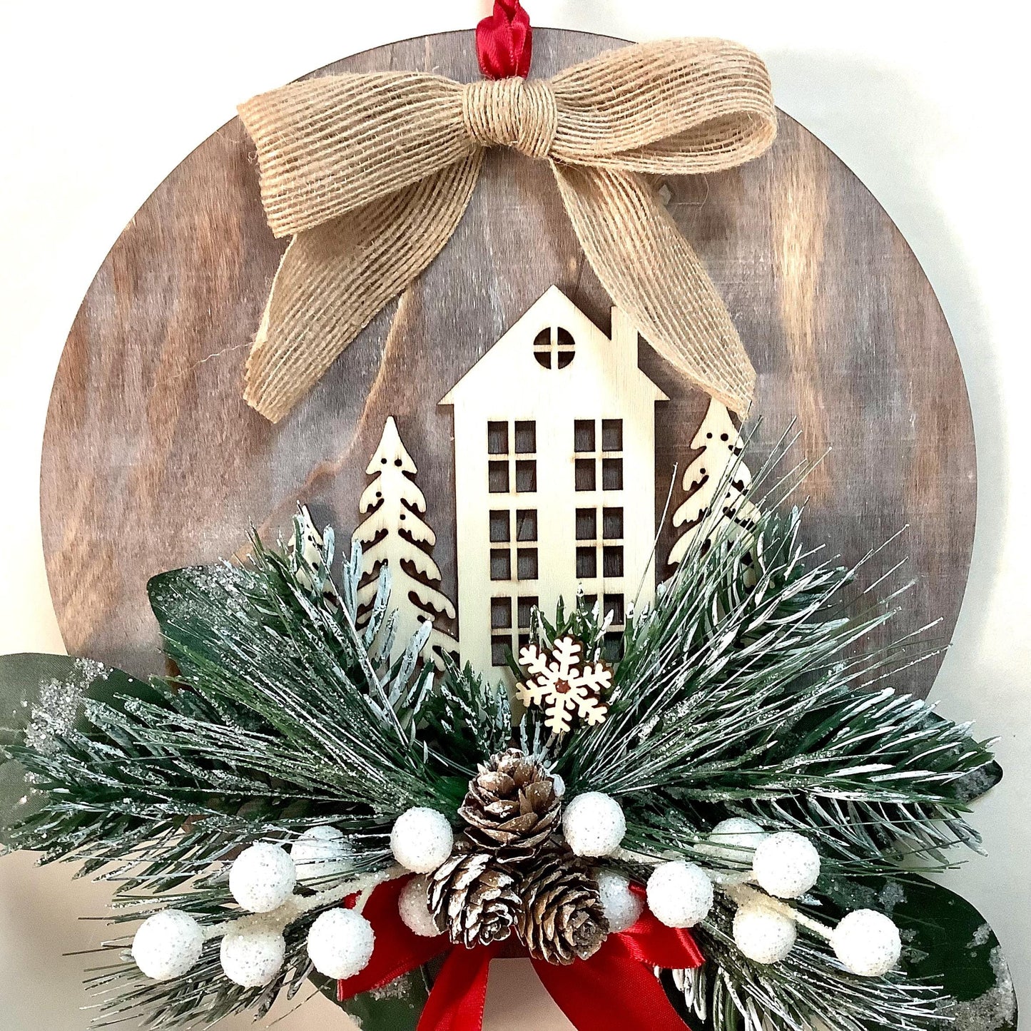 Cadre de Noël vintage bois diamètre 22 cm modèle B