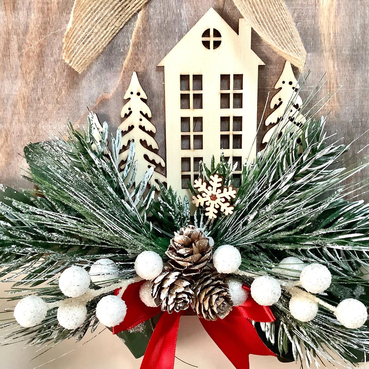 Cadre de Noël vintage bois diamètre 22 cm modèle B