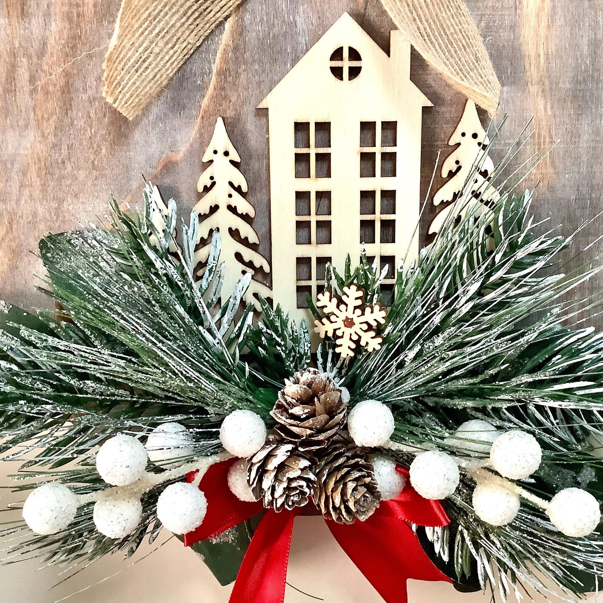 Cadre de Noël vintage bois diamètre 22 cm modèle B