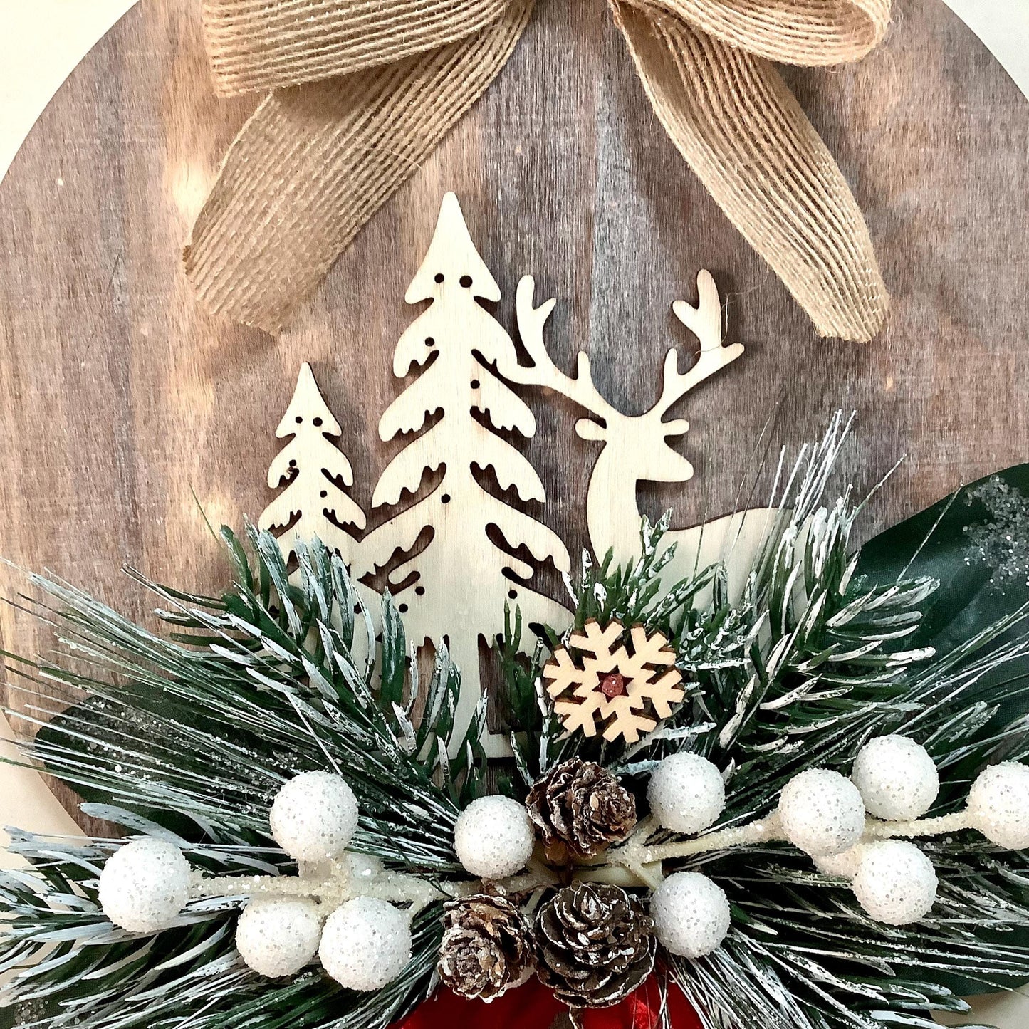 Cadre de Noël vintage bois diamètre 22 cm modèle C