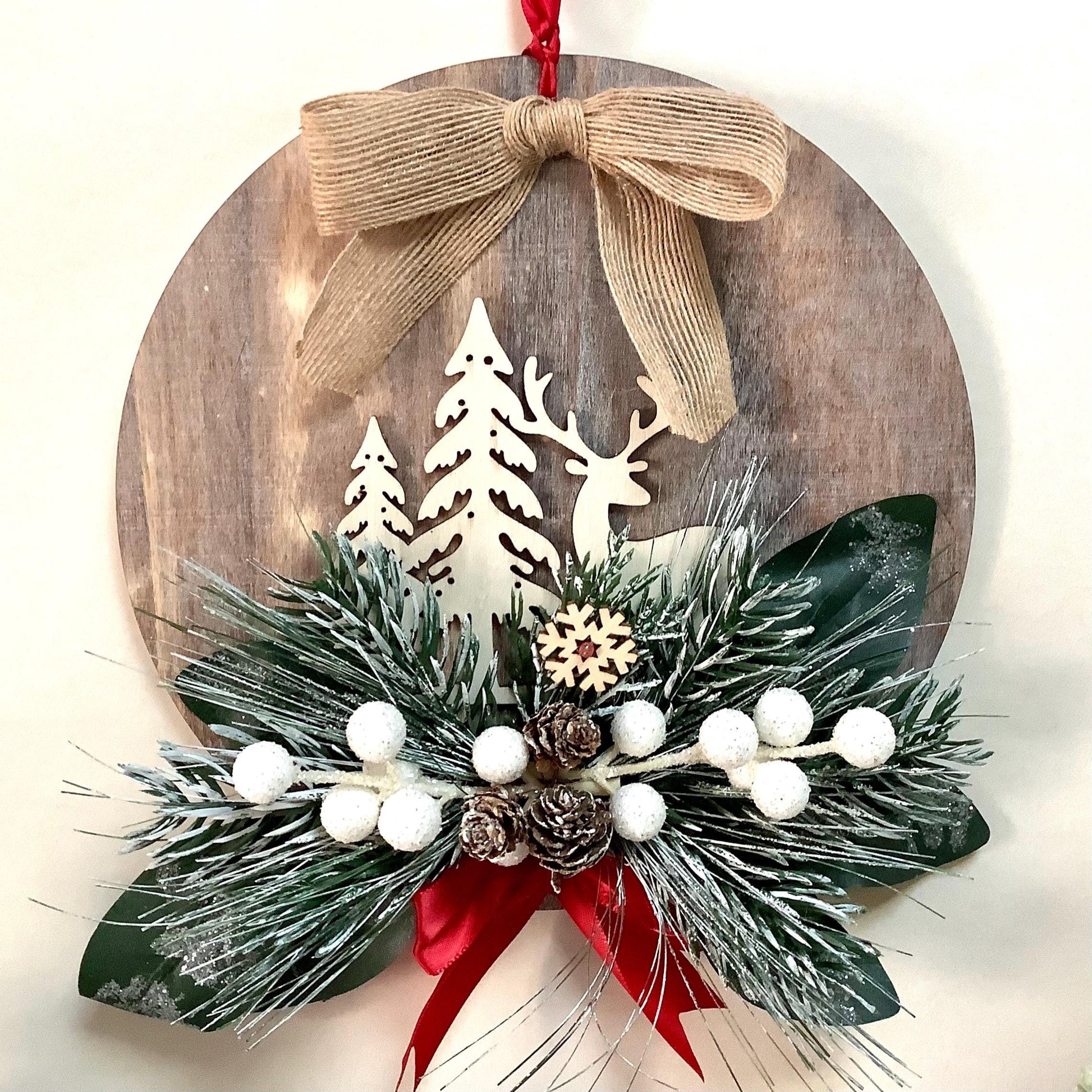 Cadre de Noël vintage bois diamètre 22 cm modèle C