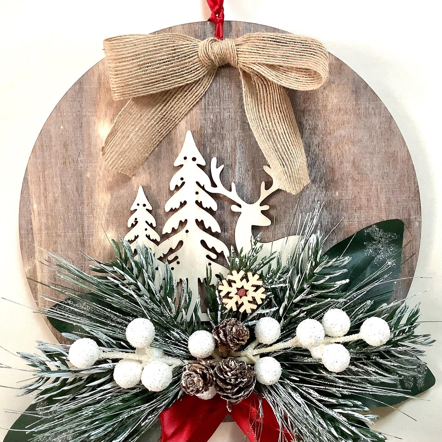 Cadre de Noël vintage bois diamètre 22 cm modèle C