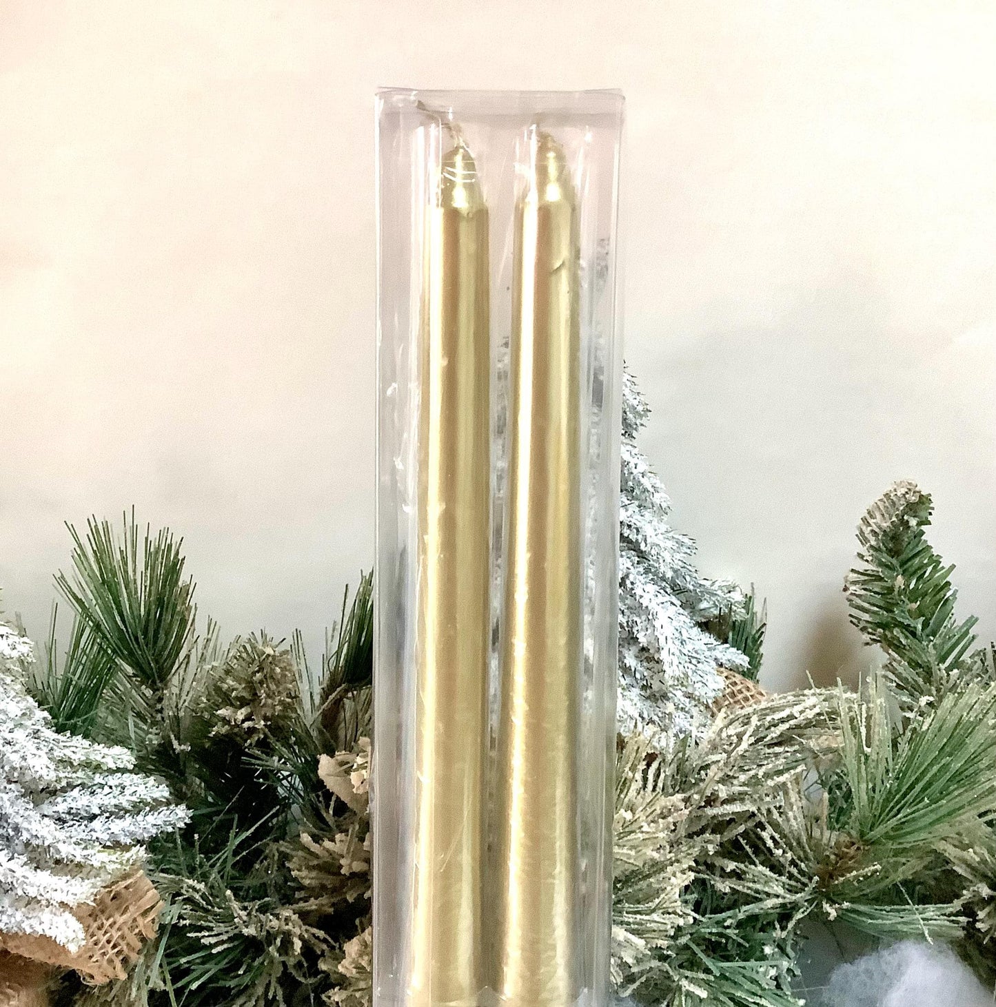 Coffret 2 bougies longues or métallisé ht 30 cm