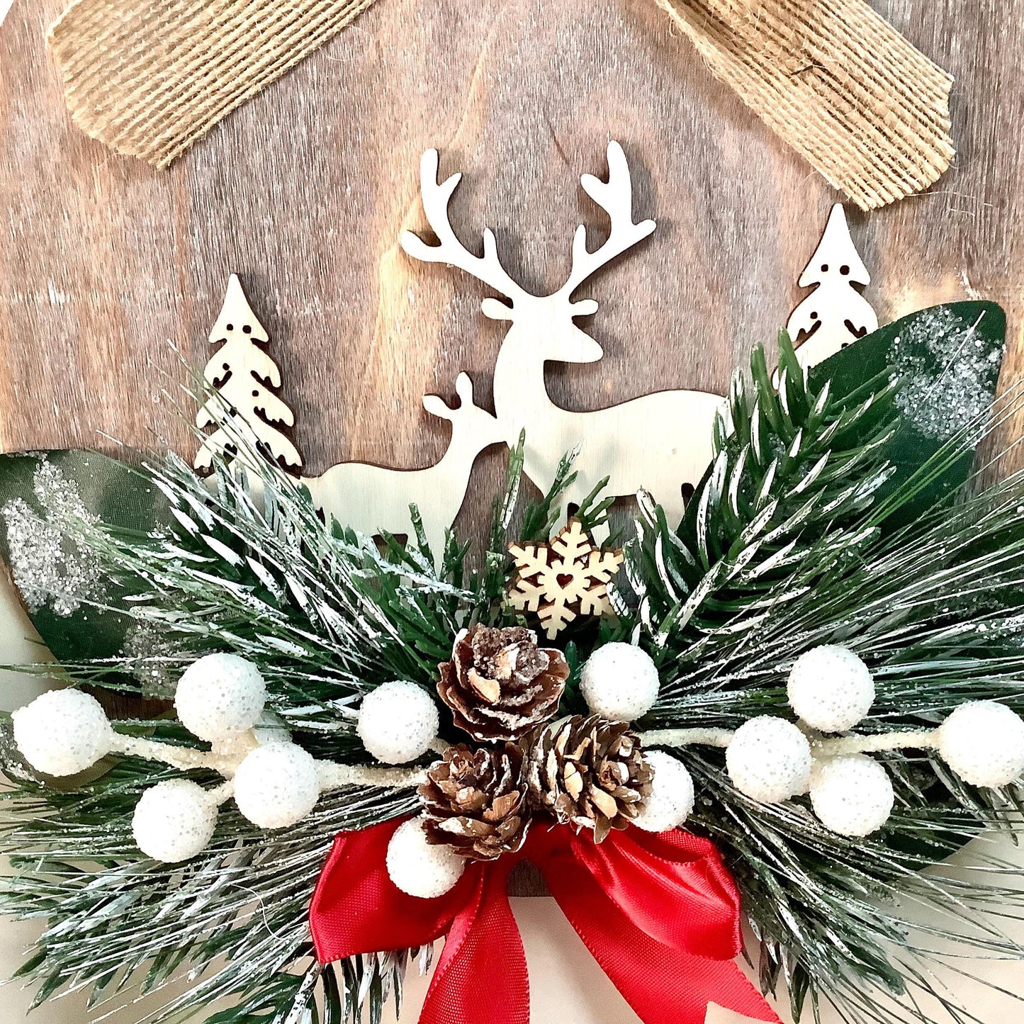 Cadre de Noël vintage bois diamètre 22 cm modèle A