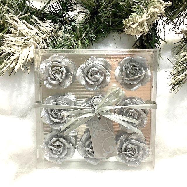 Coffret Bougies roses argent vintage