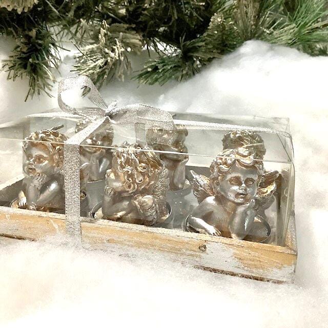 Bougies ange avec coffret anges vintage