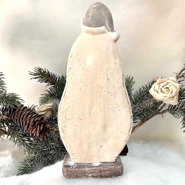 Père Noël vintage en céramique gris et blanc ht 19.5 cm