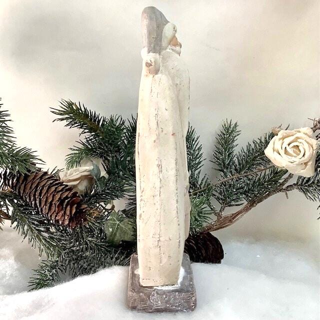Père Noël vintage en céramique gris et blanc ht 19.5 cm