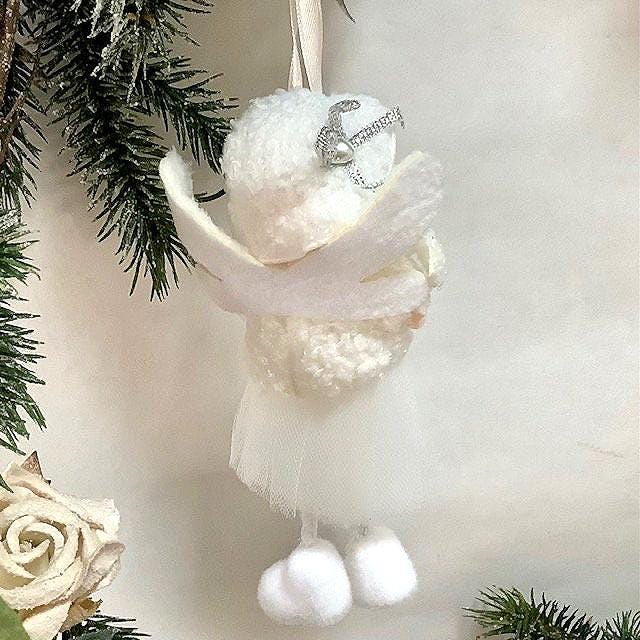 Poupée ange à suspendre blanc flocon