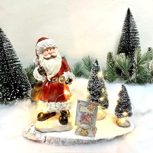 Composition de Noël lumineuse Père Noël cloche ht 24.5 cm