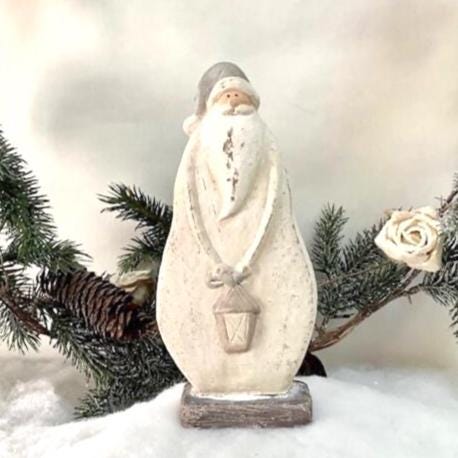 Père Noël vintage en céramique gris et blanc ht 19.5 cm