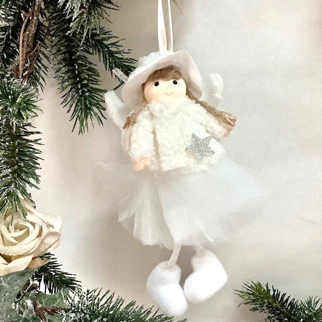 Poupée ange à suspendre blanc étoile