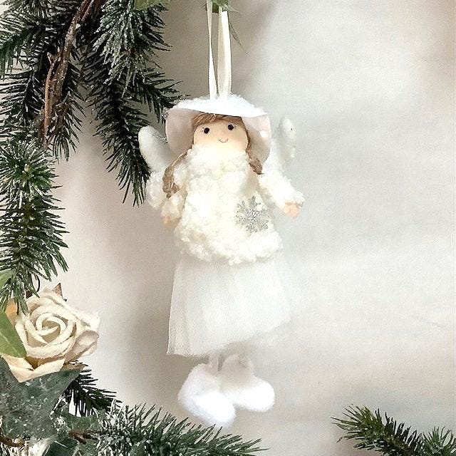 Poupée ange à suspendre blanc flocon