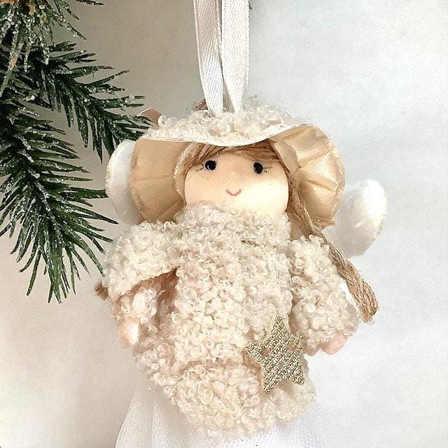Poupée ange à suspendre beige étoile