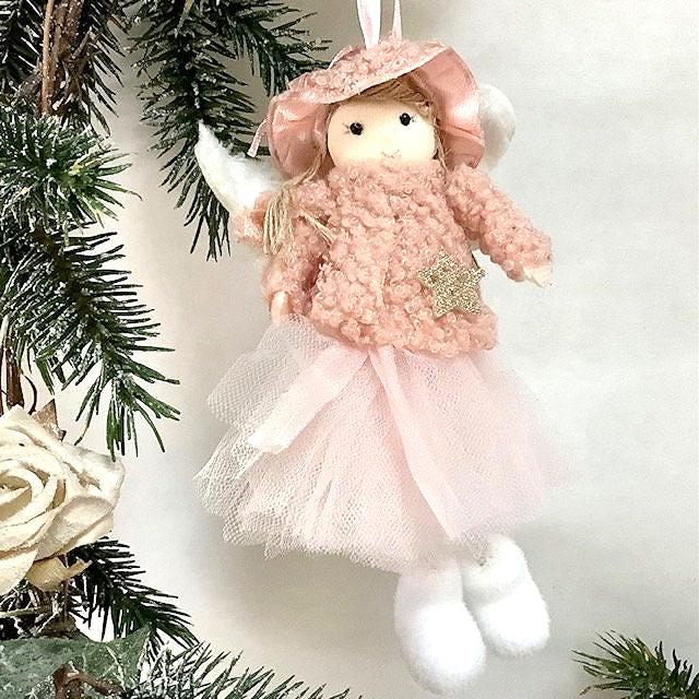 Poupée ange à suspendre rose étoile
