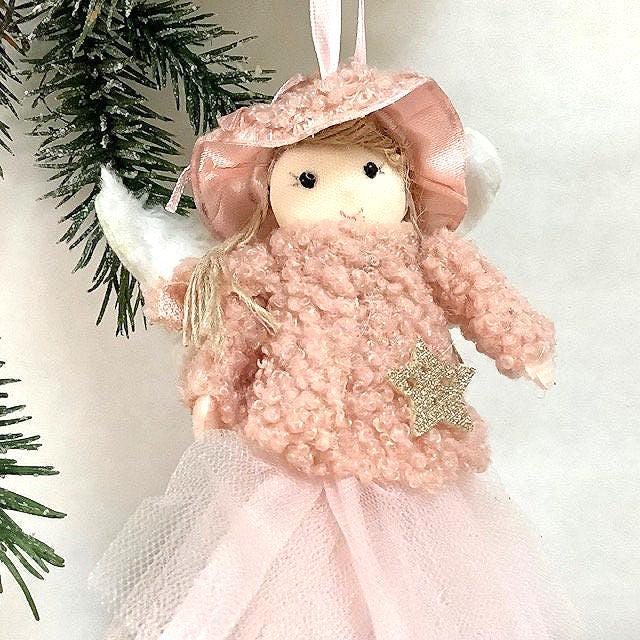 Poupée ange à suspendre rose étoile