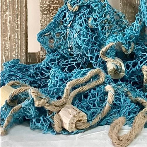 Filet de pêche bleu décoration marine 170 cm x 170 cm