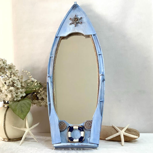 Miroir vintage décoration marine bateau bleu ht 58 cm
