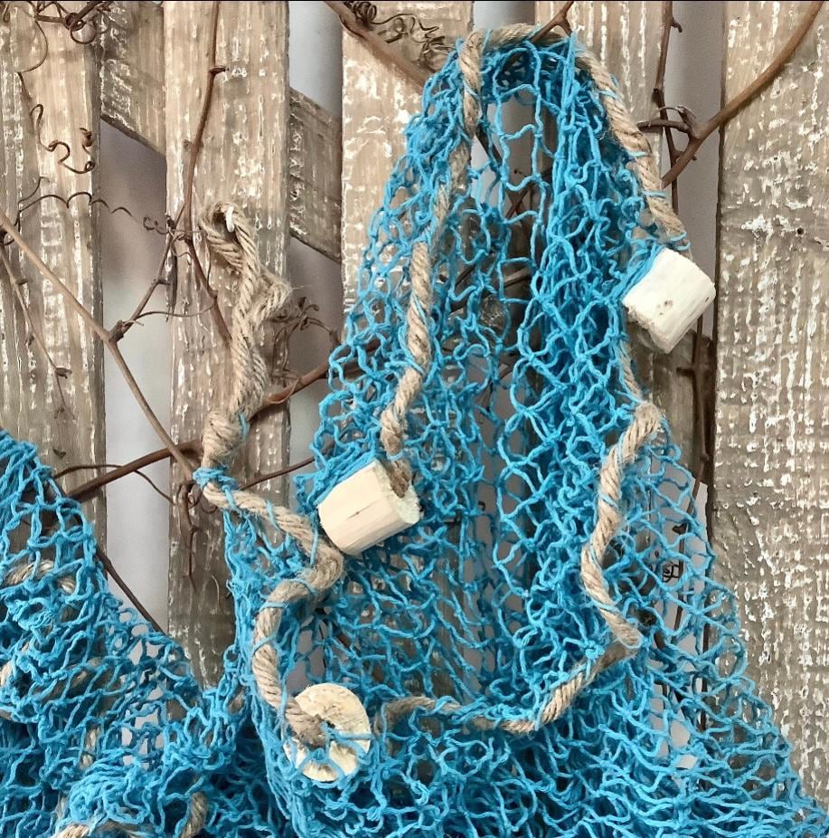 Filet de pêche bleu décoration marine 170 cm x 170 cm