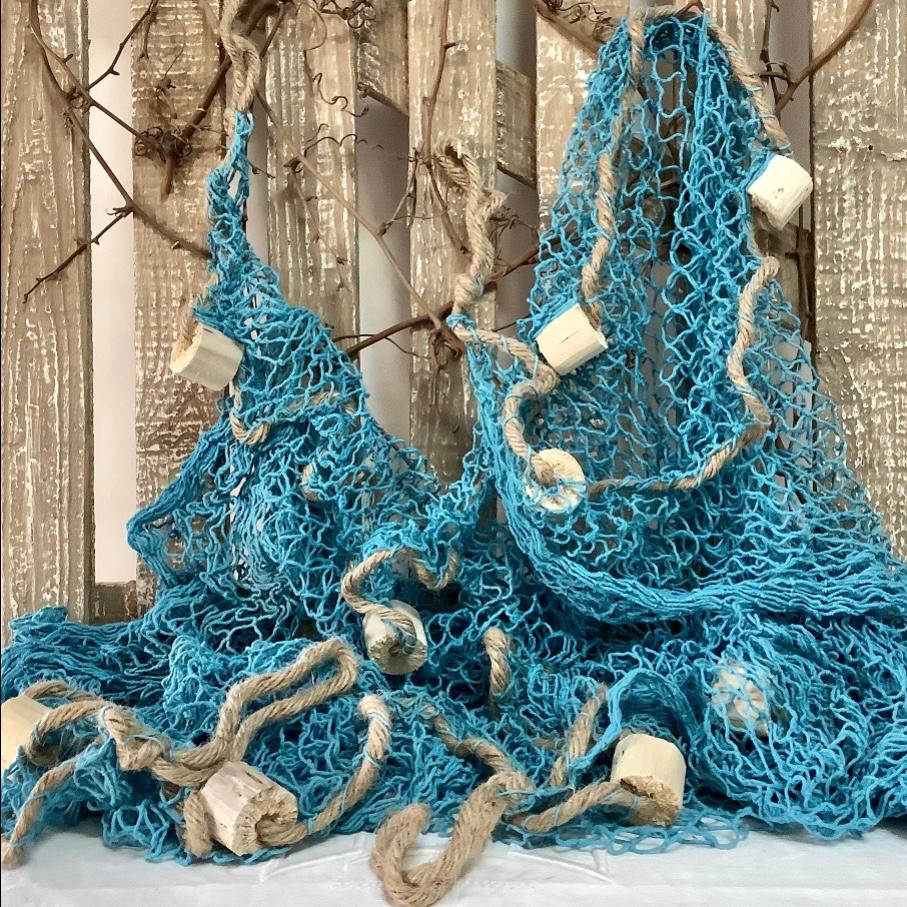 Filet de pêche bleu décoration marine 170 cm x 170 cm