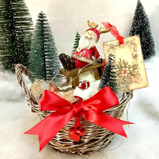 Décoration de Noël lumineuse lutin sur luge ht 18 cm